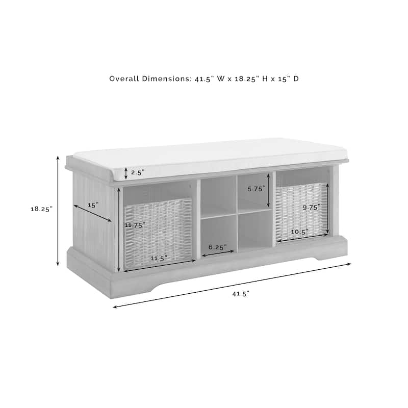 Crosley Brennan White Wood Entryway Storage Bench