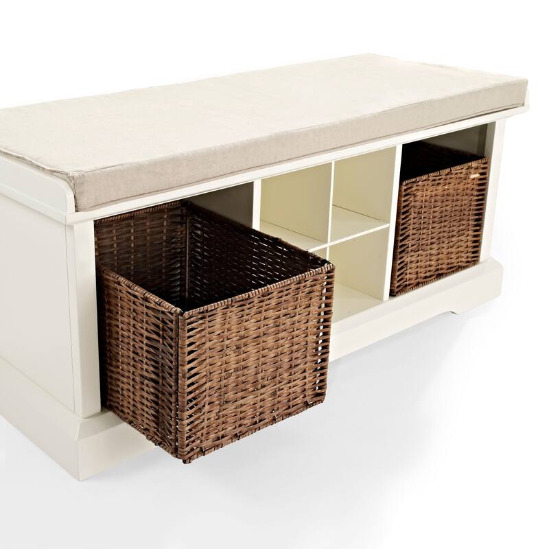 Brennan White Wood Entryway Storage Bench