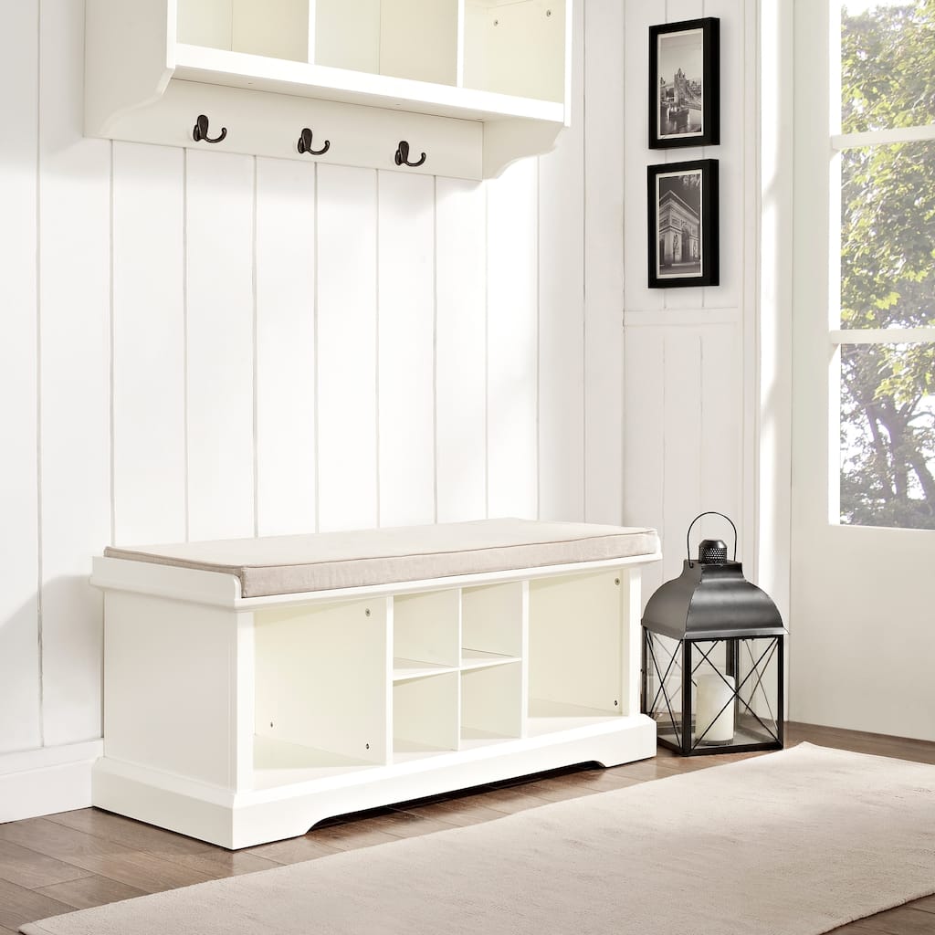 Crosley Brennan White Wood Entryway Storage Bench