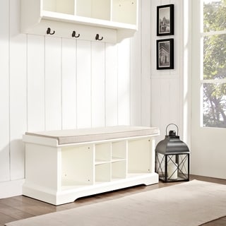 Brennan White Wood Entryway Storage Bench