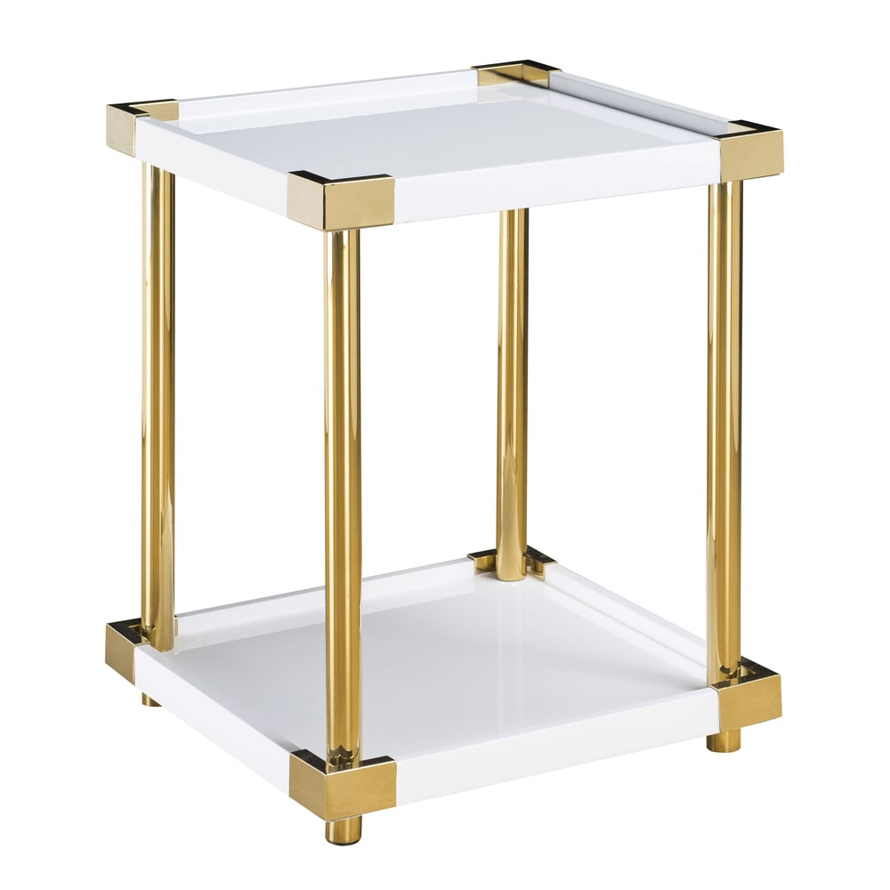 Accentrics HomeAriene White Acrylic and Wood Accent Table with Goldtone