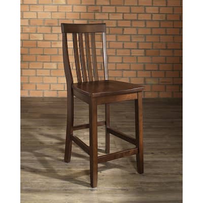 Crosley School House Vintage Mahogany Finish Rubberwood Bar Stool with 24-inch Seat Height (Set of 2) - N/A