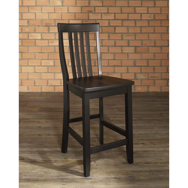 Crosley School House Bar Stool in Black Finish with 24 Inch Seat Height. (Set of Two) - 18.25 "W x 21.25 "D x 41 "H