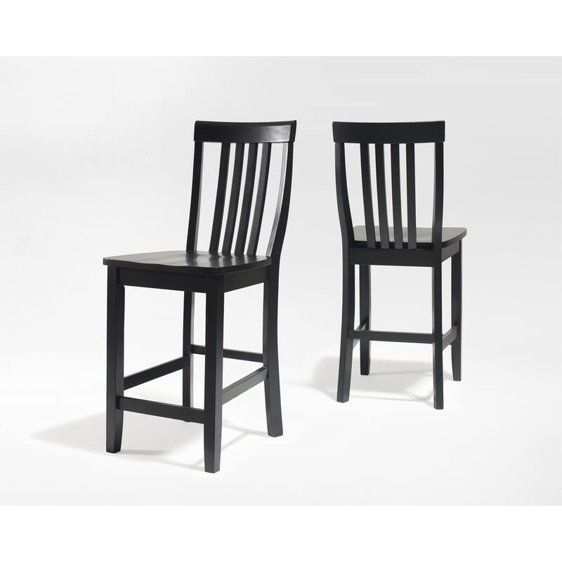 Crosley School House Bar Stool in Black Finish with 24 Inch Seat Height. (Set of Two) - 18.25 "W x 21.25 "D x 41 "H