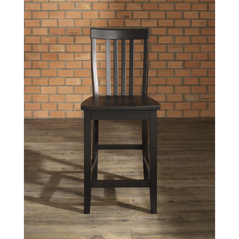 Crosley School House Bar Stool in Black Finish with 24 Inch Seat Height. (Set of Two) - 18.25 "W x 21.25 "D x 41 "H