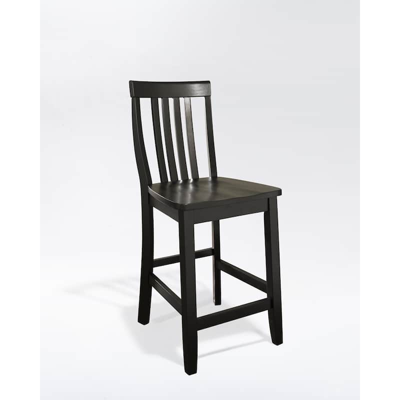 Crosley School House Bar Stool in Black Finish with 24 Inch Seat Height. (Set of Two) - 18.25 "W x 21.25 "D x 41 "H