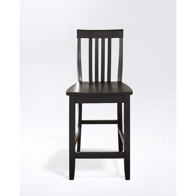 Crosley School House Bar Stool in Black Finish with 24 Inch Seat Height. (Set of Two) - 18.25 "W x 21.25 "D x 41 "H