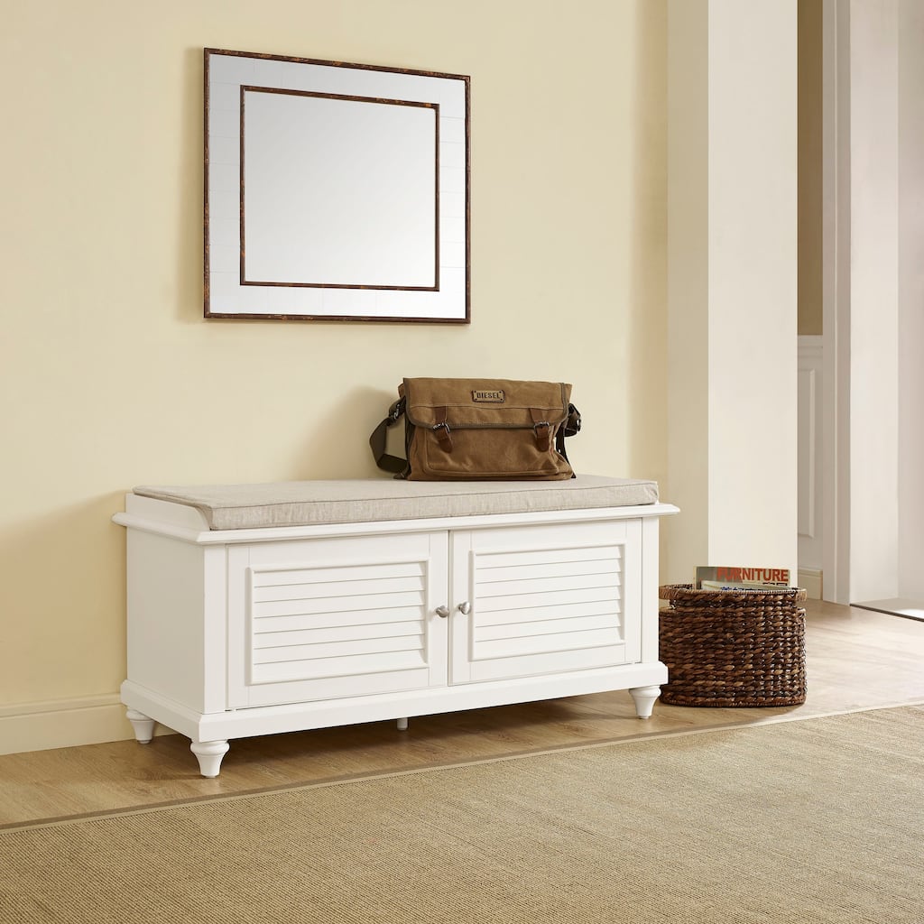 Palmetto Entryway Bench in White Finish