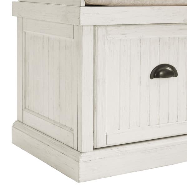Shop Seaside Distressed White Finish Wood Entryway Bench