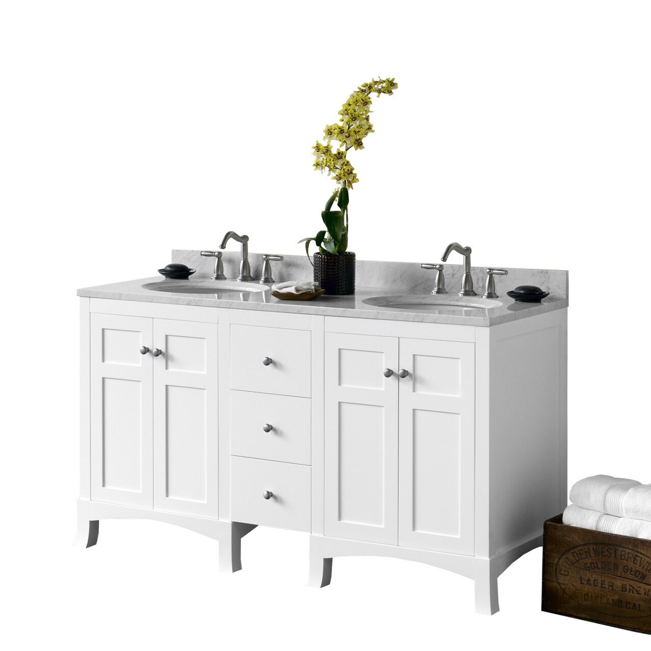 Ronbow 60 Briella Bathroom Vanity Set In White With Ceramic Ronbow 60 Briella Bathroom Vanity