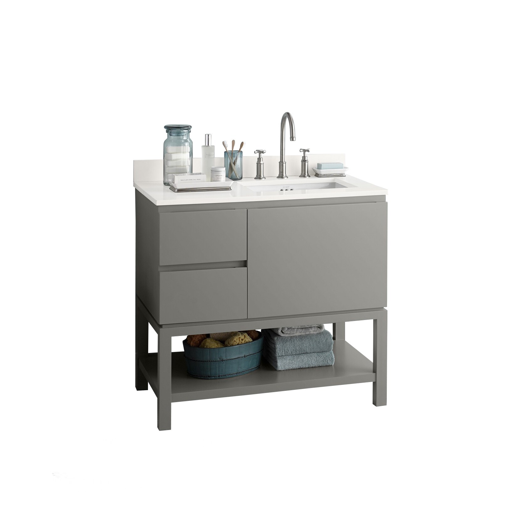 Shop Ronbow Chloe 37 Inch Bathroom Ceramic Sink Wall Cabinet And Vanity Set Overstock 15974849