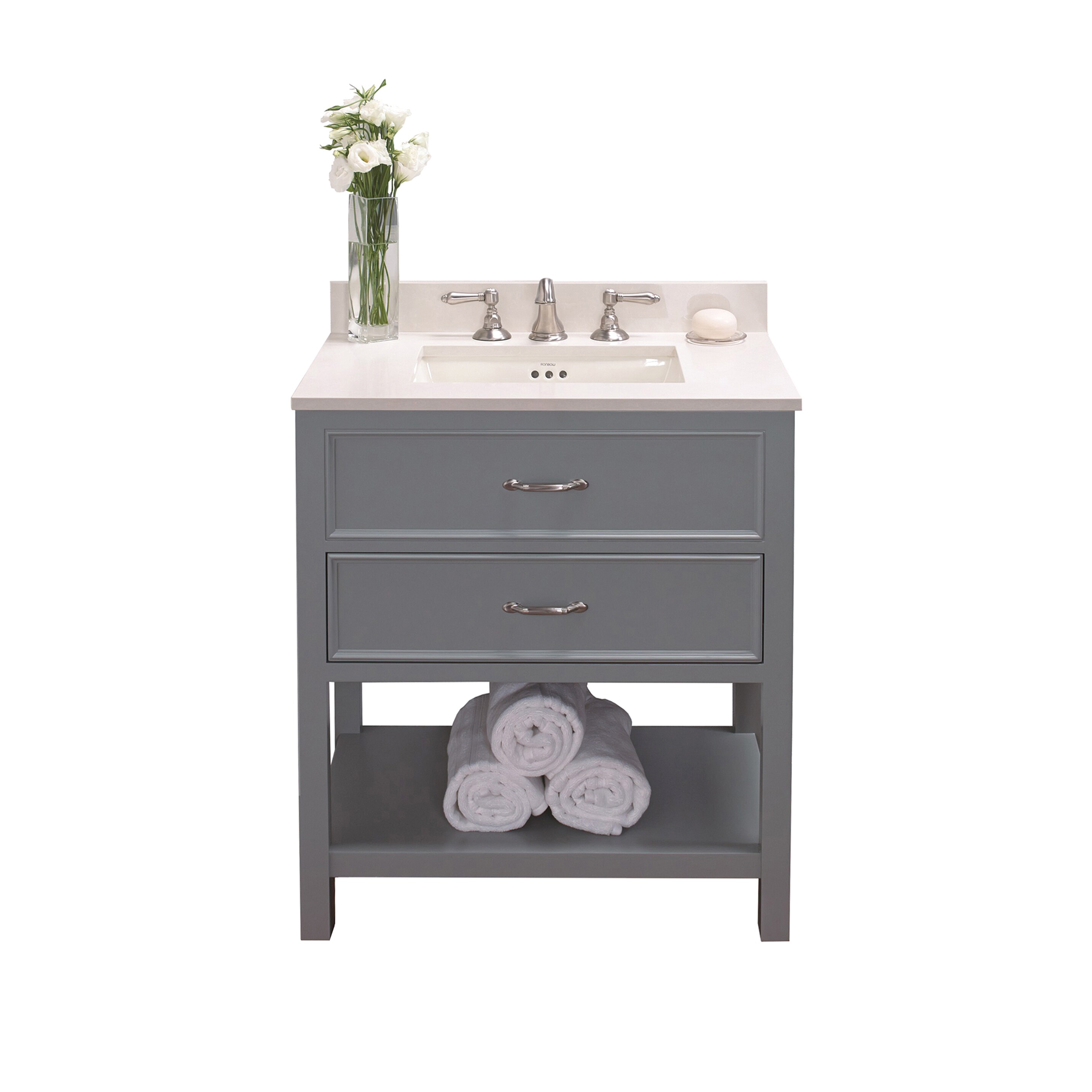 Ronbow Newcastle Grey Wood Ceramic 31 Inch Bathroom Vanity Ceramic 31 Inch Bathroom Vanity