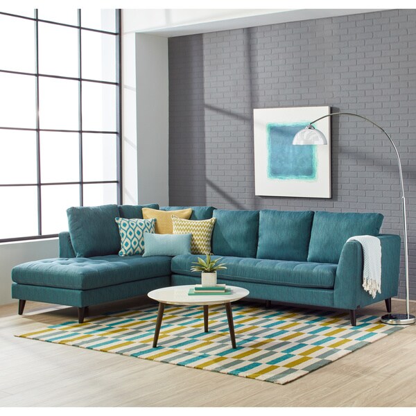 Carson Carrington Geneva Blue Fabric Mid Century Sectional Carson Carrington Geneva Blue Fabric Mid Century Sectional