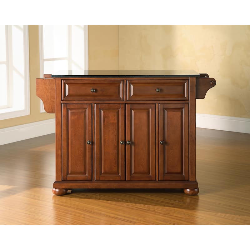 Crosley Alexandria Solid Black Granite Top Kitchen Island in Classic Cherry Finish - 18"d x 51.5"w x 34"h