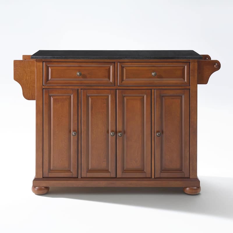 Crosley Alexandria Solid Black Granite Top Kitchen Island in Classic Cherry Finish - 18"d x 51.5"w x 34"h