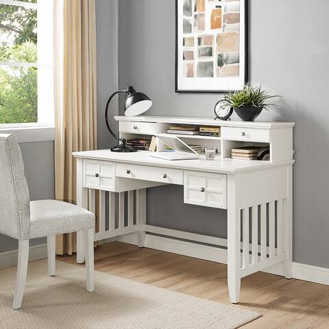 Adler Computer Desk with Hutch in White Finish