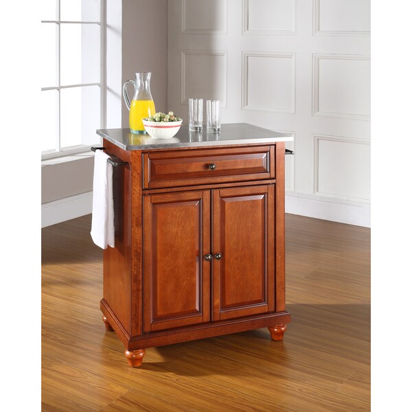 Cambridge Stainless Steel Top Portable Kitchen Island In Cambridge Stainless Steel Top Portable Kitchen Island In Clic Cherry Finish