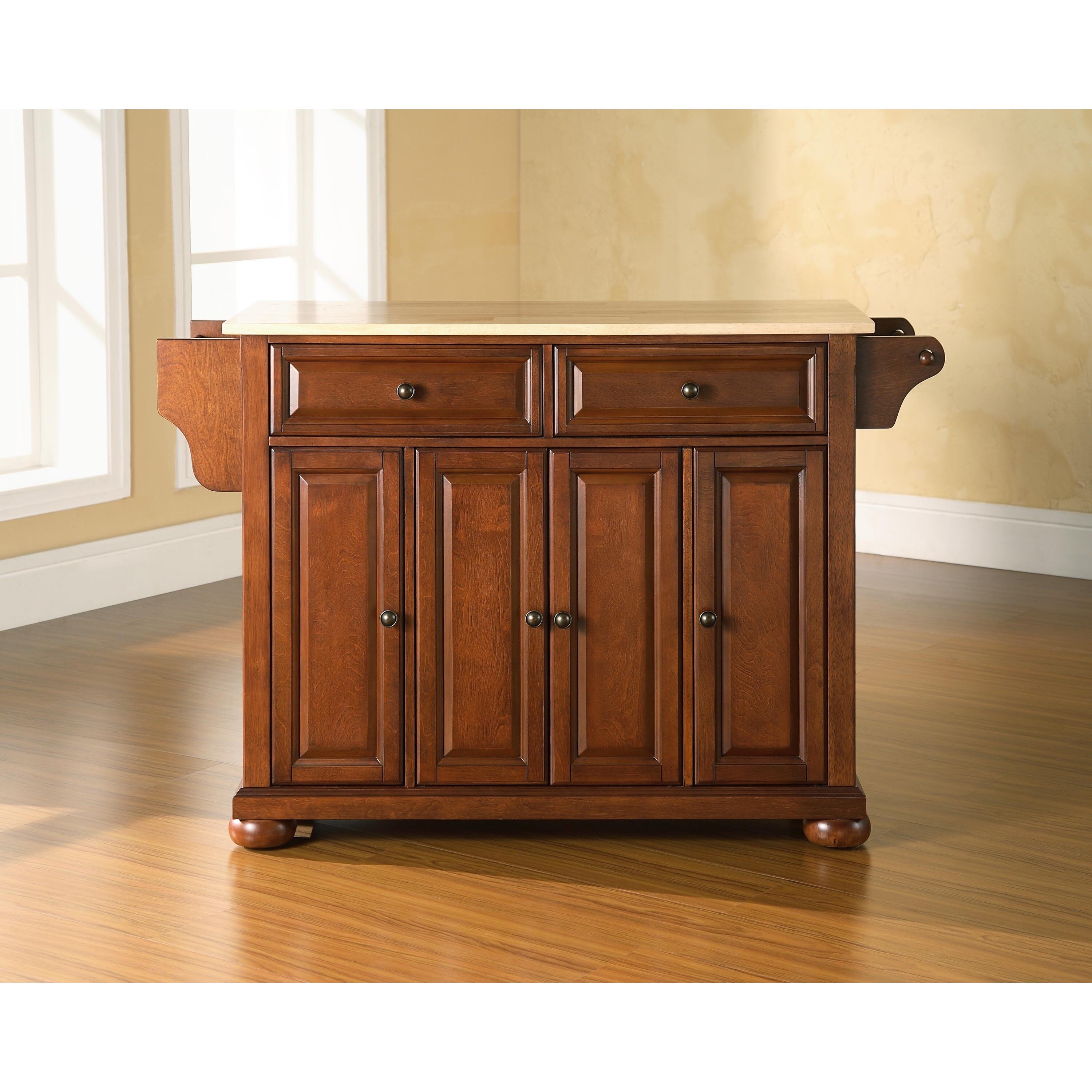 Alexandria Natural Wood Top Kitchen Island In Clic Cherry Alexandria Natural Wood Top Kitchen Island In Clic Cherry Finish