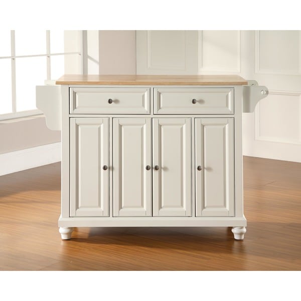 Shop Cambridge Natural Wood Top Kitchen Island in White ...