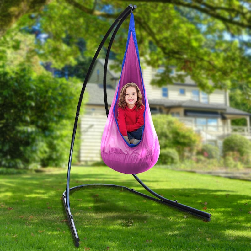 Sorbus? Arc Hammock Chair Stand Frame, 1 Person, 330 Pound Capacity, Perfect for Indoor/Outdoor Patio, Deck, Yard, Steel (Black)