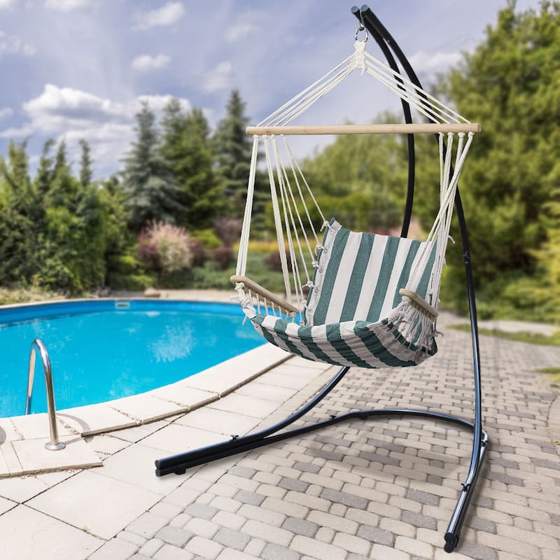 Sorbus? Arc Hammock Chair Stand Frame, 1 Person, 330 Pound Capacity, Perfect for Indoor/Outdoor Patio, Deck, Yard, Steel (Black)