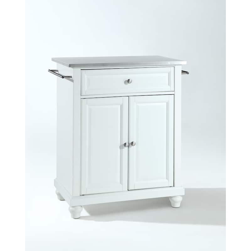 Crosley Cambridge Stainless Steel Top Portable Kitchen Island in White Finish - 18"d x 31"w x 35"h