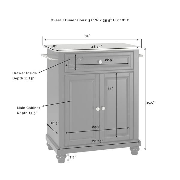 Crosley Cambridge Stainless Steel Top Portable Kitchen Island in White