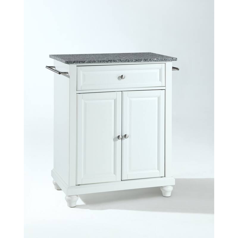 Crosley Cambridge Solid Granite Top Portable Kitchen Island in White Finish - 31 "W x 18 "D x 35 "H