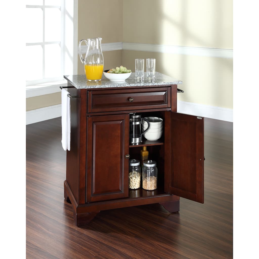 Crosley LaFayette Solid Granite Top Portable Kitchen Island in Vintage Mahogany Finish - 18"d x 31"w x 35"h