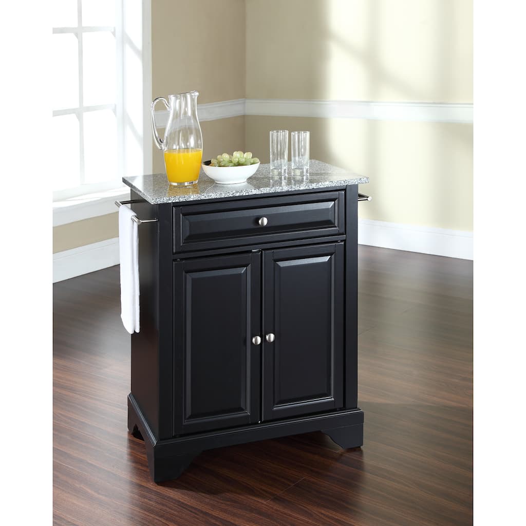 Crosley LaFayette Solid Granite Top Portable Kitchen Island in Black Finish - 18"d x 31"w x 35"h
