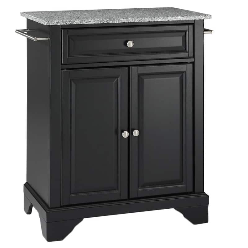 Crosley LaFayette Solid Granite Top Portable Kitchen Island in Black Finish - 18"d x 31"w x 35"h