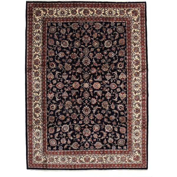 Saradiyah Black Burgundy Cream Wool Hand Knotted Area Rug 8 5 Saradiyah Black Burgundy Cream Wool Hand Knotted Area Rug 8 X27
