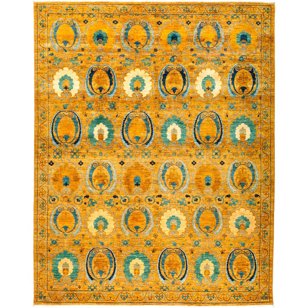 Overton Aswanyet Hand-knotted Yellow Wool Area Rug (8'1 x 10'3) - 8'1" x 10'3"/Surplus