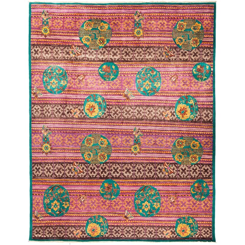 Yaden Pink Wool Hand-kKnotted Area Rug (8'1 x 10'3) - 8'1" x 10'3"