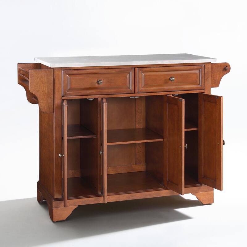 Crosley LaFayette Stainless Steel Top Kitchen Island in Classic Cherry Finish - 51.5 "W x 18 "D x 36 "H