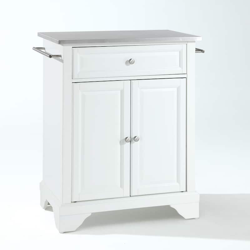 Crosley LaFayette Stainless Steel Top Portable Kitchen Island in White Finish - 18"d x 31"w x 35"h