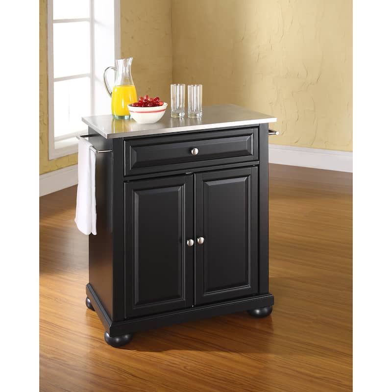 Crosley Alexandria Black Stainless Steel Top Portable Kitchen Island - 18"d x 31"w x 35.5"h