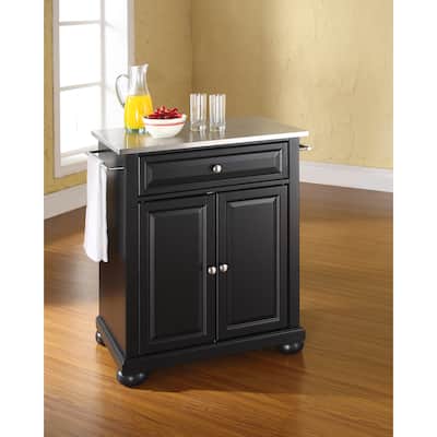 Crosley Alexandria Black Stainless Steel Top Portable Kitchen Island - 18"d x 31"w x 35.5"h