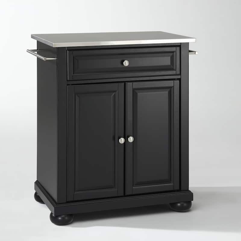 Crosley Alexandria Black Stainless Steel Top Portable Kitchen Island - 18"d x 31"w x 35.5"h