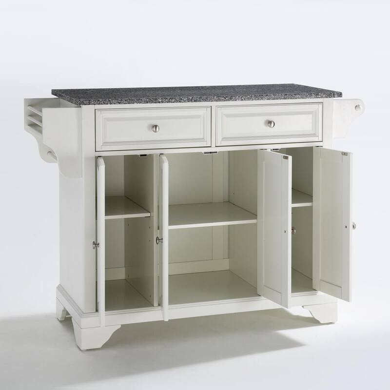 Crosley LaFayette Solid Granite Top Kitchen Island in White Finish - 18"d x 51.5"w x 36"h