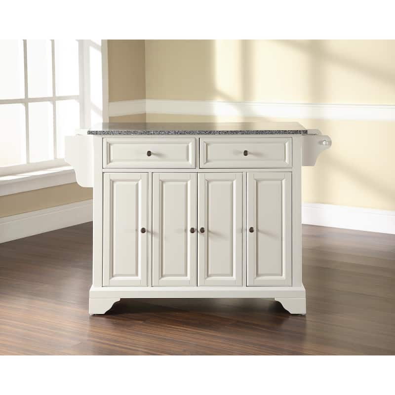 Crosley LaFayette Solid Granite Top Kitchen Island in White Finish - 18"d x 51.5"w x 36"h