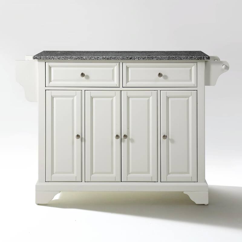 Crosley LaFayette Solid Granite Top Kitchen Island in White Finish - 18"d x 51.5"w x 36"h