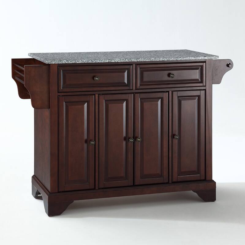Crosley LaFayette Solid Granite Top Kitchen Island in Vintage Mahogany Finish - 18"d x 51.5"w x 34"h