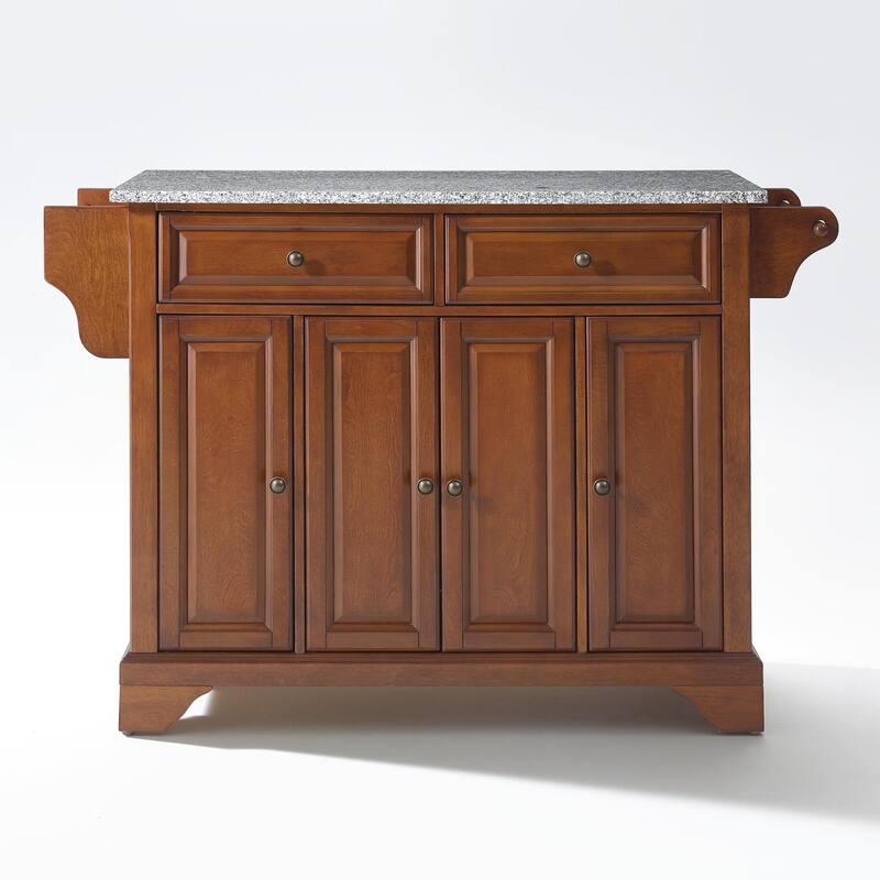 Crosley LaFayette Solid Granite Top Kitchen Island in Classic Cherry Finish - 18"d x 51.5"w x 36"h