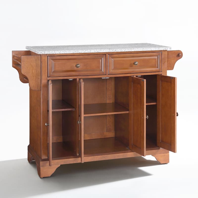 Crosley LaFayette Solid Granite Top Kitchen Island in Classic Cherry Finish - 18"d x 51.5"w x 36"h