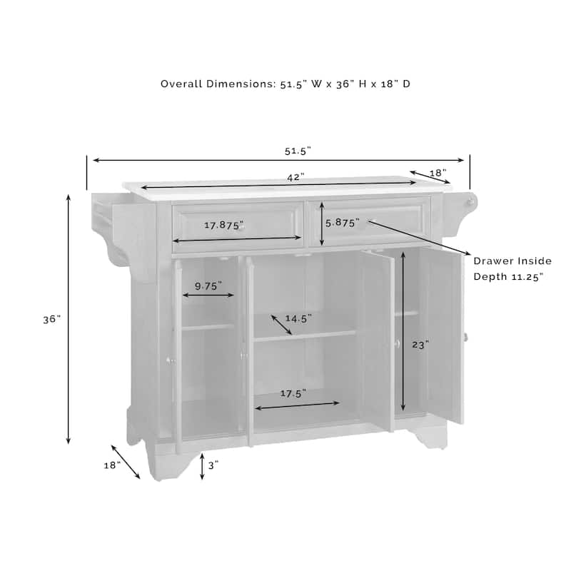 Crosley LaFayette Solid Granite Top Kitchen Island in Classic Cherry Finish - 18"d x 51.5"w x 36"h