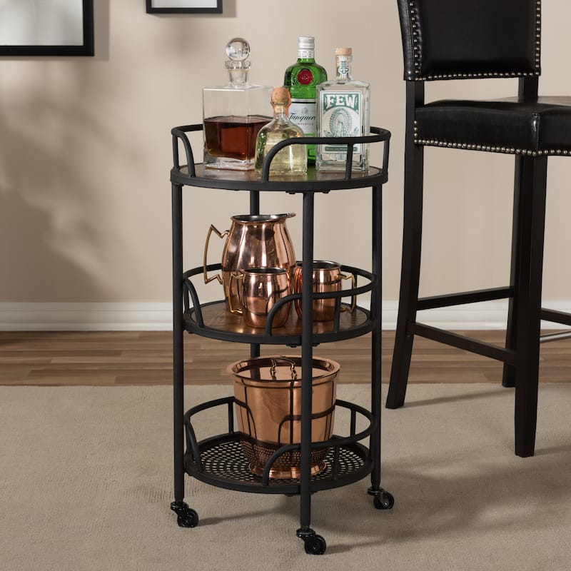 Carbon Loft Inyo Rustic Style Metal and Wood Serving Cart