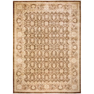 Overton Sudah Beige Wool Hand-knotted Area Rug (9'1 x 12'4) - 9'1" x 12'4"/Surplus