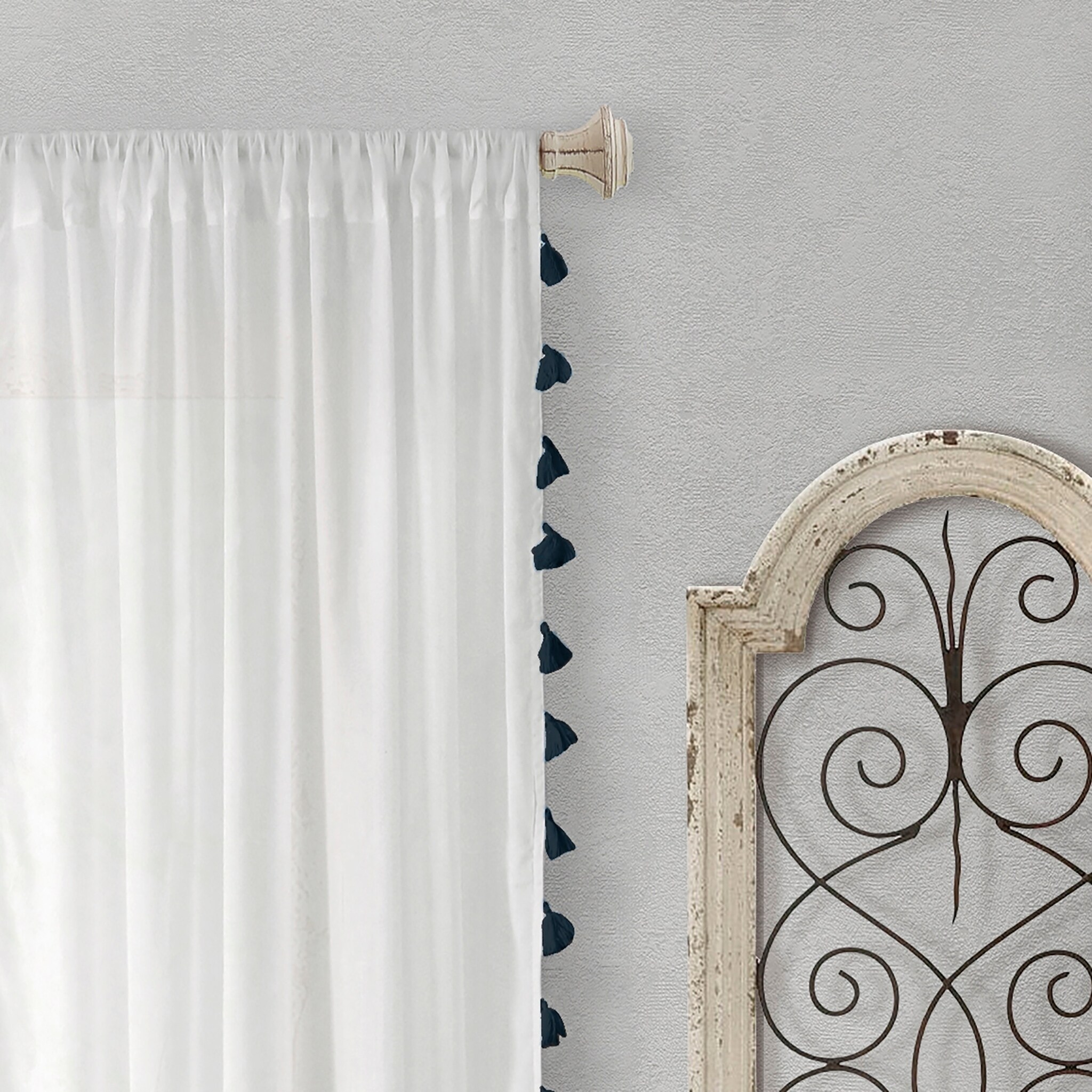 Shop Bianca Semi Sheer Window Curtain With Tassels Free Shipping
