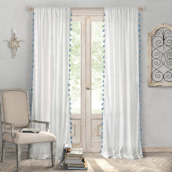 Shop Bianca Semi Sheer Window Curtain With Tassels Free Shipping